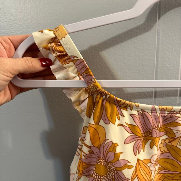 Kona Sol Women's‎ Orangey Floral Tie Back Strappy One-Piece Swimsuit Size Small - Picture 3 of 7